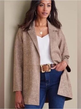 Soft Surroundings Taupe Patterned Blazer Jacket
